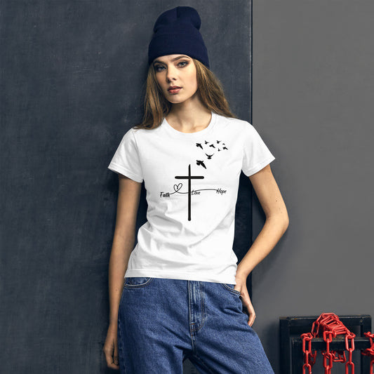 Women's short sleeve t-shirt - Faith, Love, Hope